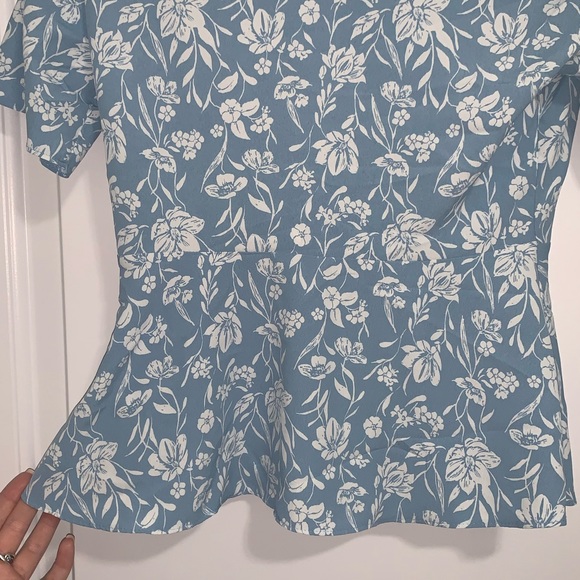 Blue Floral Peplum Top - Picture 5 of 5